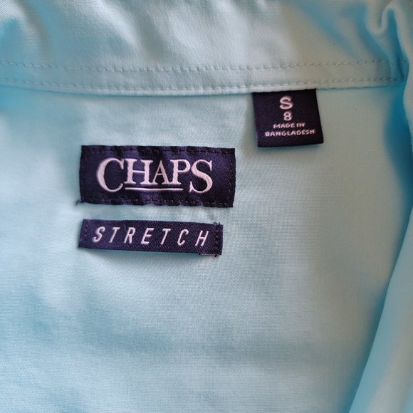 Chaps Long Sleeve Classic Button up Shirt Turquoise Boy's Size 8 - Picture 3 of 5